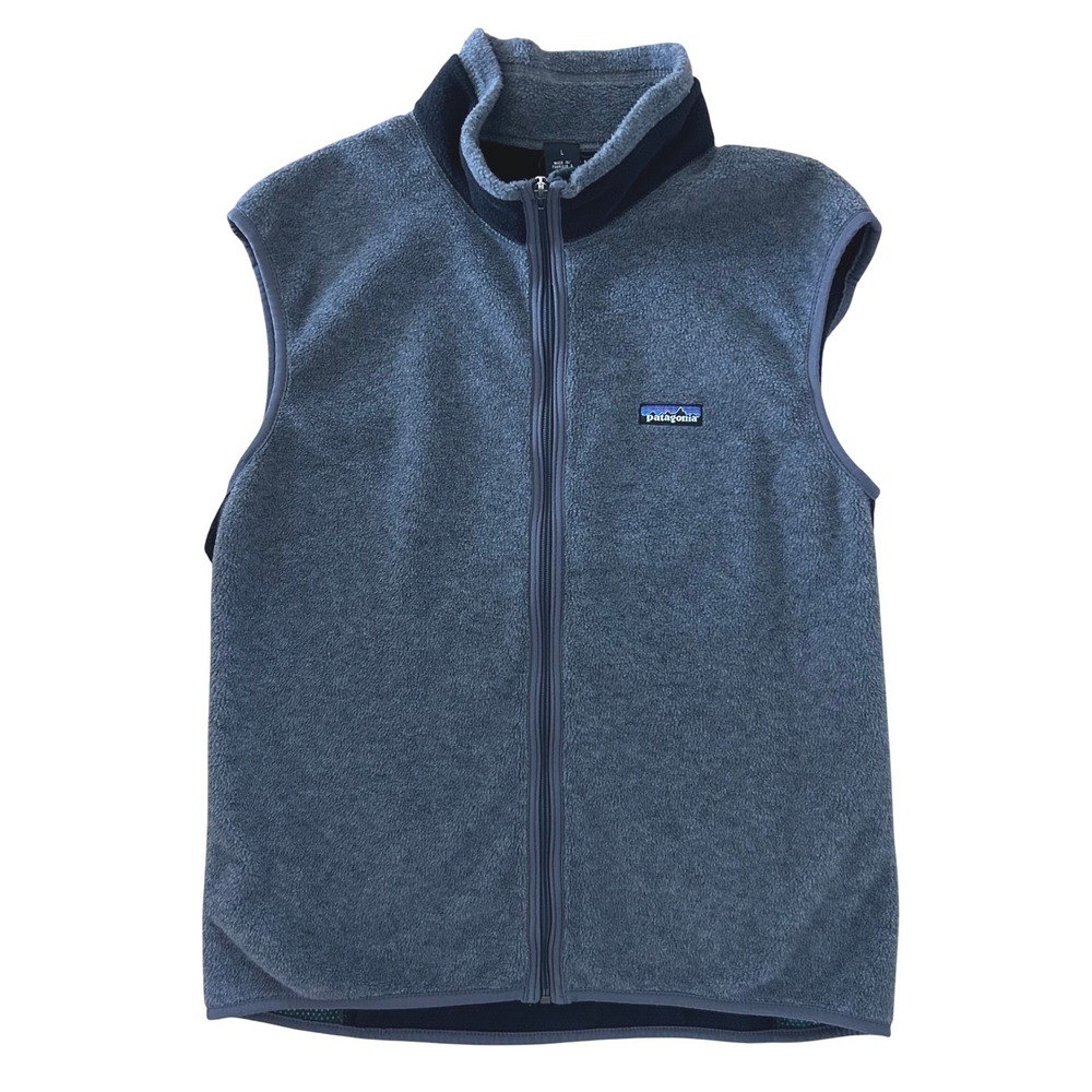 Patagonia Synchilla Fleece Vest Mens Large Grey Navy Full Zip Made in USA